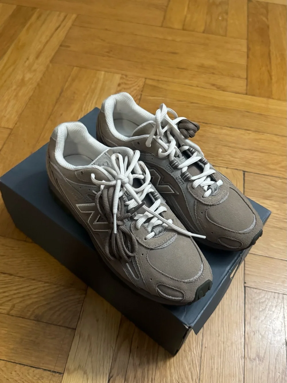 New Balance Men's Taupe Suede & Mesh Sneakers
